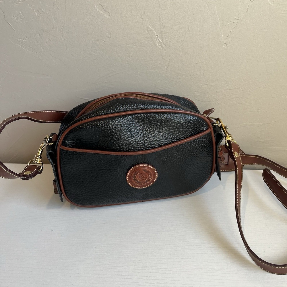 Vintage Cross Body Leather‎ Purse Black Brown Leather Tassel LG Classic Small